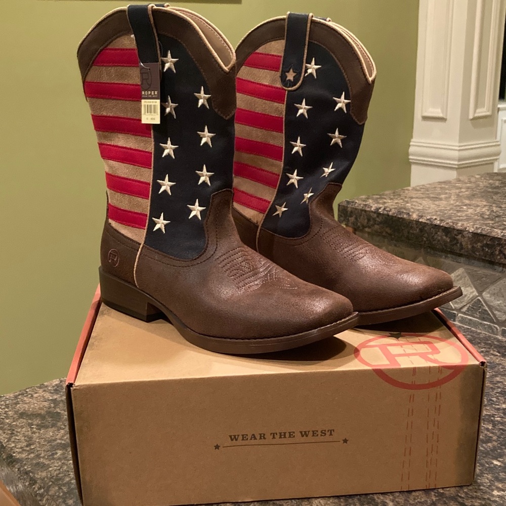 Roper Men's Brown and Red Western Boots